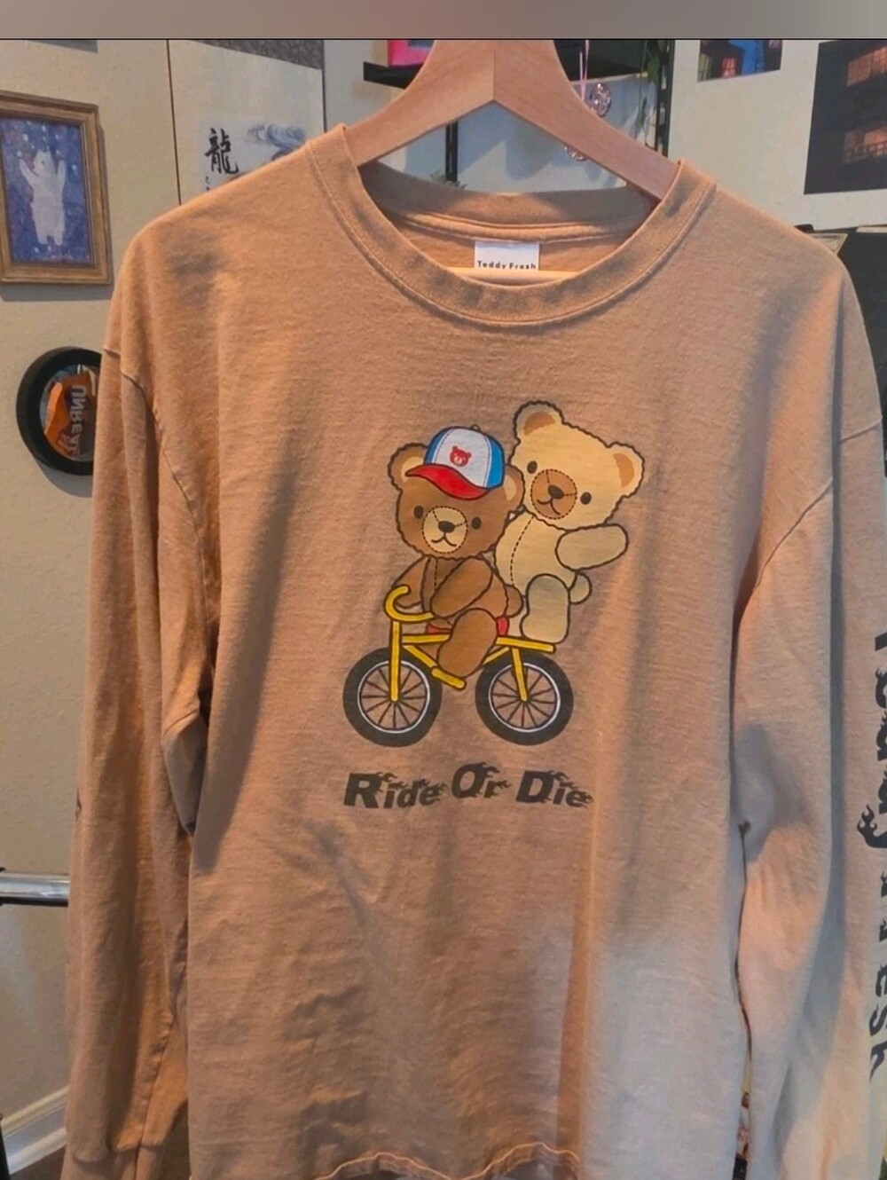 Teddy Fresh 'Ride Or Die' Long-Sleeve Tee - Tan Xxl